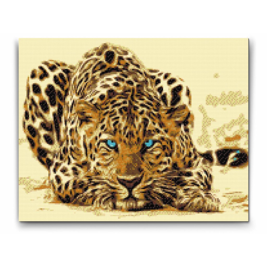 Gepard med blå ögon – kraftfullt djurmotiv i Diamond Painting