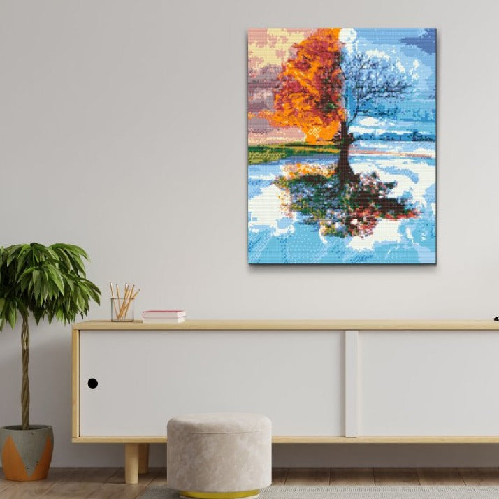 Trädmotiv med vår, sommar, höst och vinter – Diamond Painting