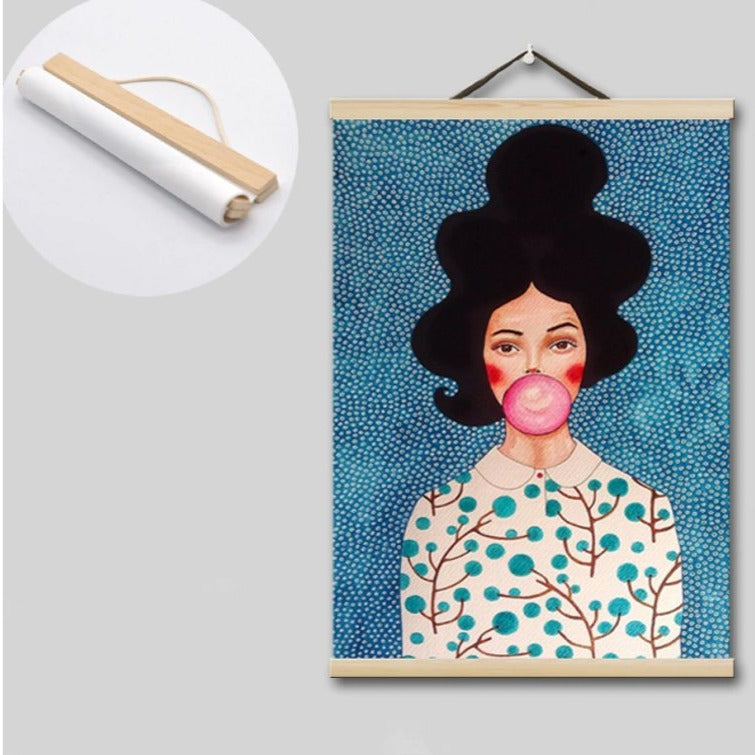 Närbild av magnetram i trä – för canvas, affischer och målningar