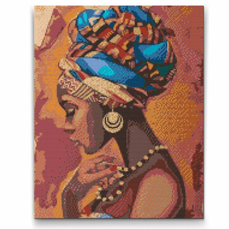 Diamond Painting av afrikansk tjej – färgstarkt och kulturellt porträtt