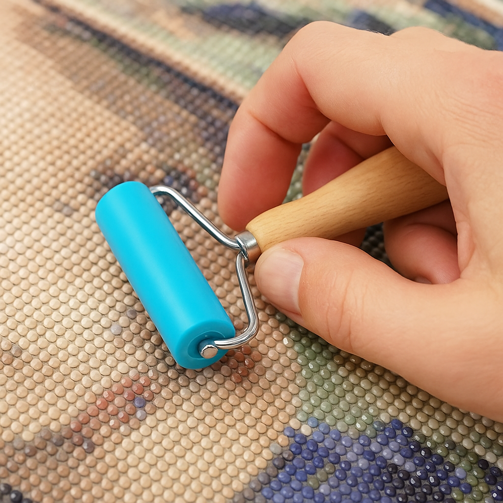 Användning av diamantpenna med rulle på målarduk