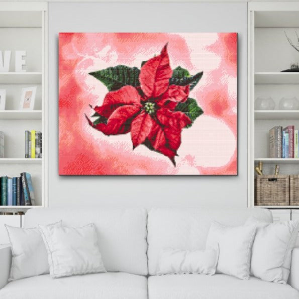 Poinsettia i närbild – Diamond Painting med julkänsla
Julig väggdekoration – julstjärna som Diamond Painting