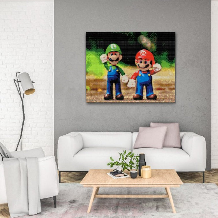 Färgglada spelkaraktärer – Mario & Luigi i Diamond Painting-stil