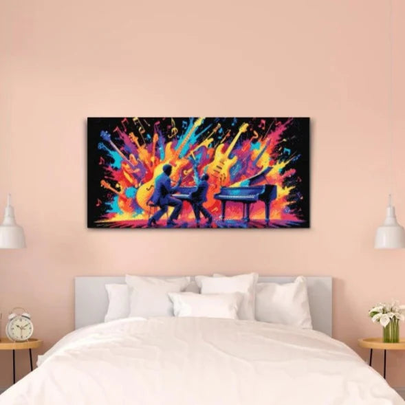 Musikmotiv med scenljus – glittrande pärlmotiv för musikälskare