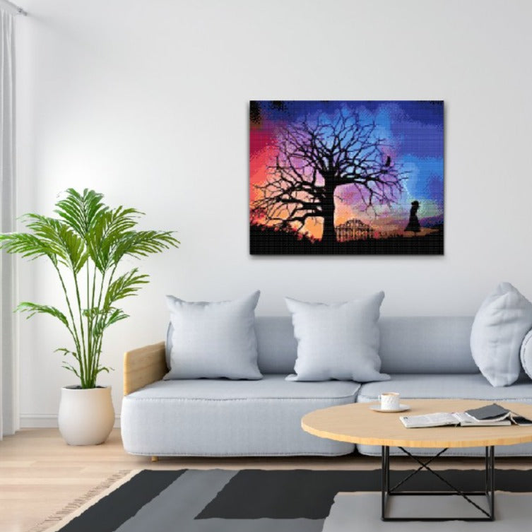Stjärnklar natt med flicka – magisk Diamond Painting