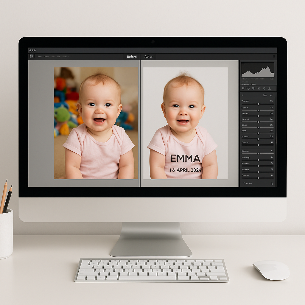 Exempel på bildbehandling före och efter diamond painting