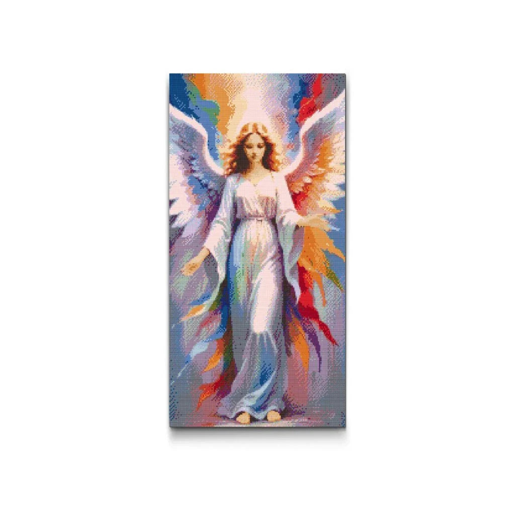 Diamond painting med regnbågsängel – färgstarkt och spirituellt motiv