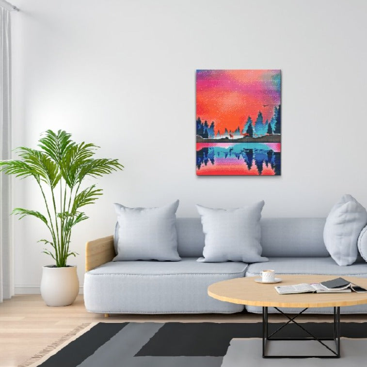 Vintermotiv med snö och ljus – Diamond Painting