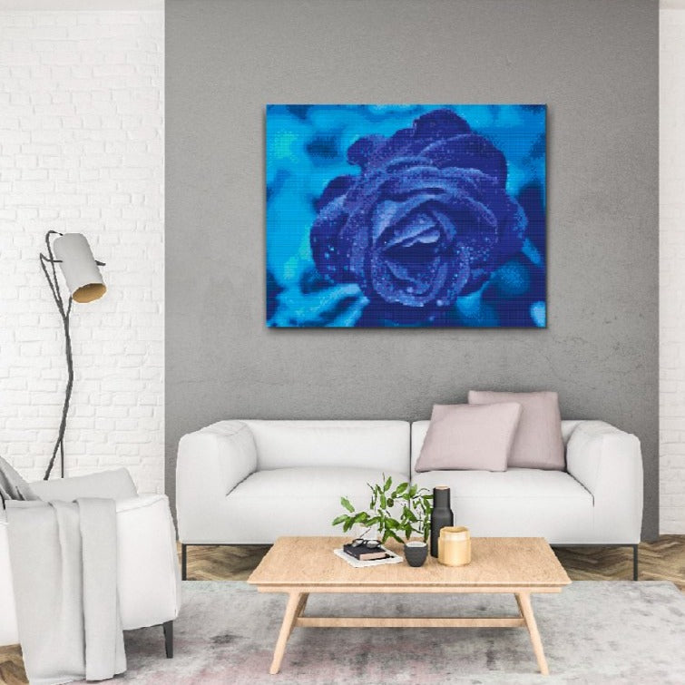 Närbild av blå ros – vacker Diamond Painting för hemmet