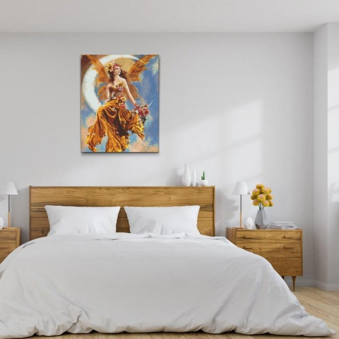 Fe i höstmiljö – fantasifull Diamond Painting-väggkonst