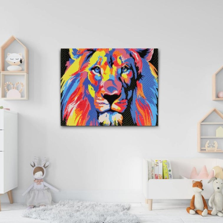 Färgsprakande lejon – djurmotiv i Diamond Painting