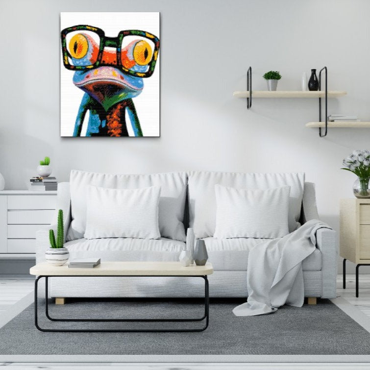 Charmig groda i Diamond Painting-stil – perfekt för barnrum