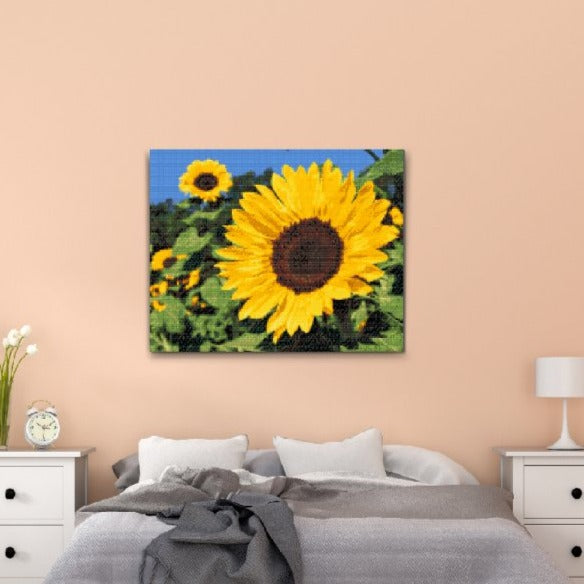 Närbild av solrosblomma – Diamond Painting med sommarkänsla