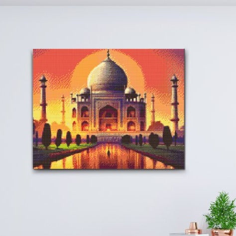 Världsberömt landmärke – Taj Mahal i Diamond Painting-stil