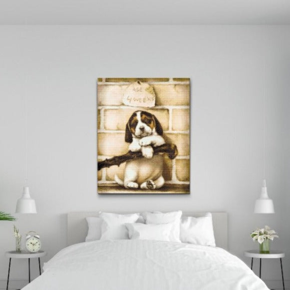 Söt liten valp – djurmotiv i Diamond Painting-stil
