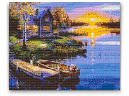 Fritidsmotiv med fiskare – Diamond Painting landskap