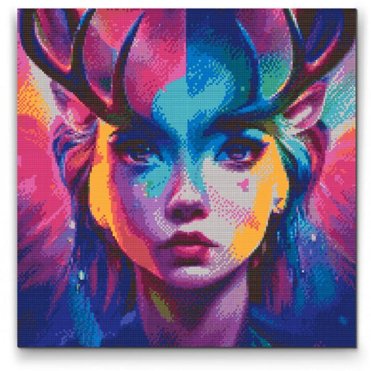 Diamond painting med hjortflicka – magiskt och detaljrikt fantasimotiv

