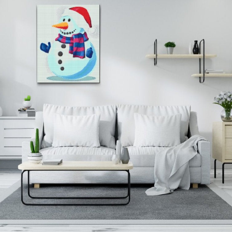 Snöman med halsduk – Diamond Painting för jul och vinter