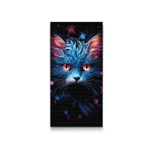 Diamond painting med blå katt – konstnärligt och fängslande djurmotiv

