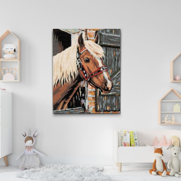 Brun häst i närbild – Diamond Painting för djurälskare