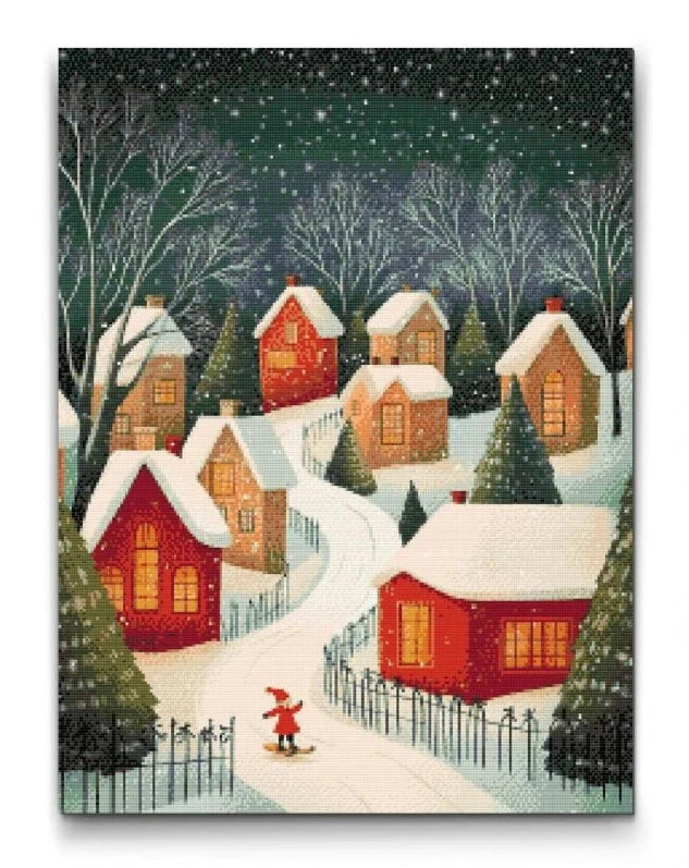 diamond painting med by i vinternatt