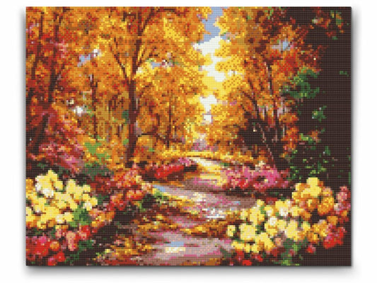 Diamond Painting av höst i skogen – färgsprakande löv och träd