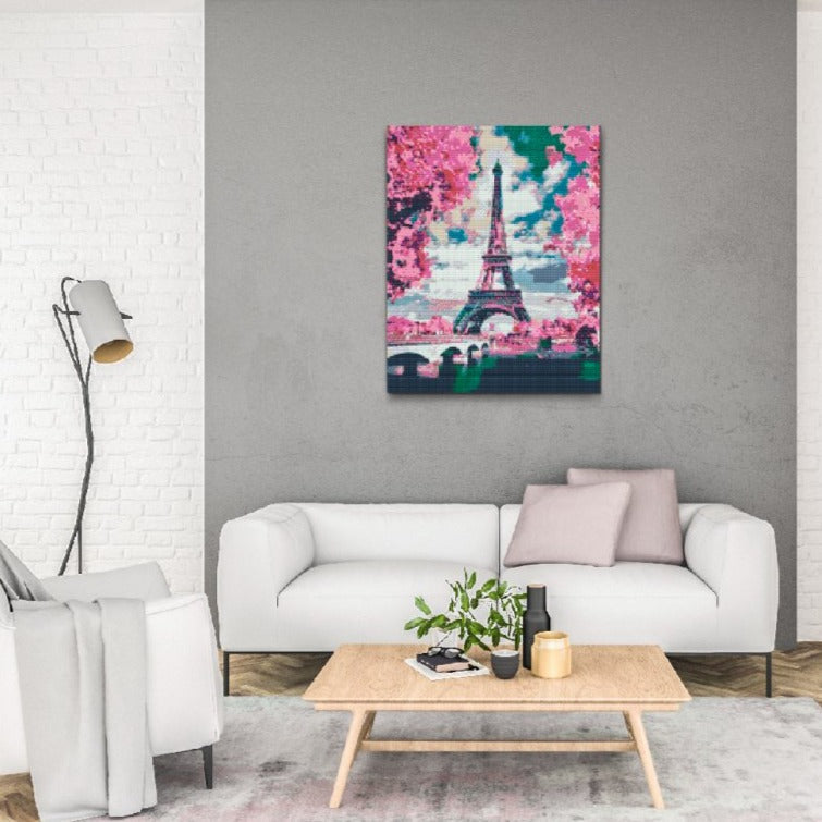 Rosa Eiffeltorn – Diamond Painting väggdekoration