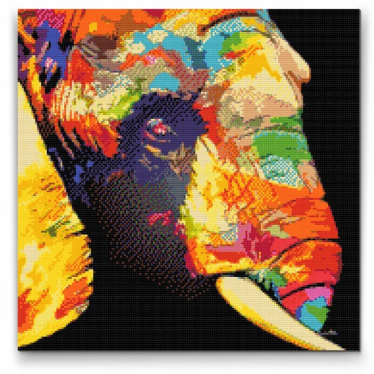 Diamond painting med färgglad elefant – glittrande och exotiskt djurmotiv

