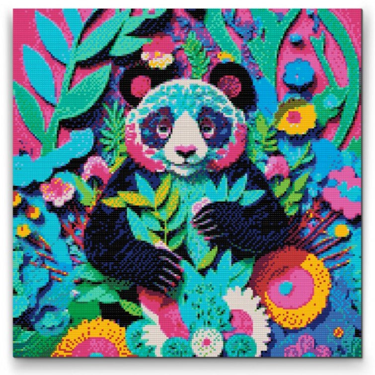 Diamond painting med glad panda – gulligt och färgstarkt djurmotiv

