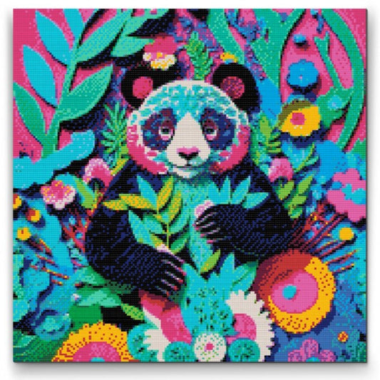 Diamond painting med glad panda – gulligt och färgstarkt djurmotiv

