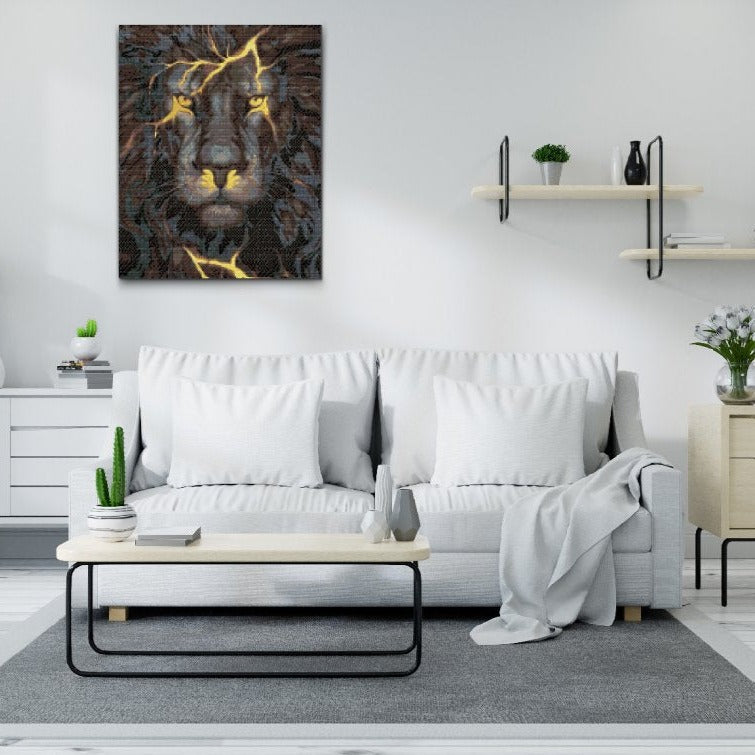 Majestätiskt lejon i svart – Diamond Painting konstverk